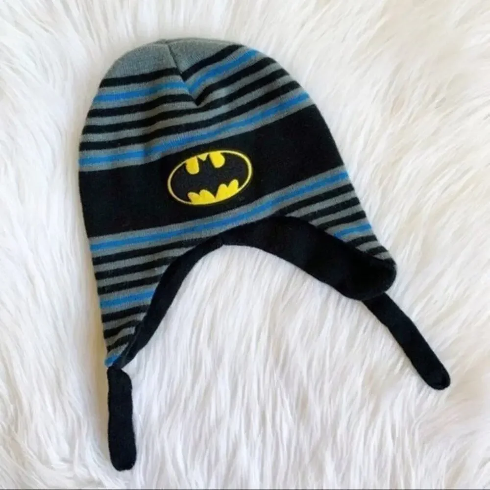 Batman Striped Boys Hat Grey and Black